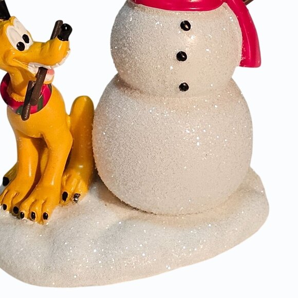 St. Nicholas Square Disney Pluto with Snowman Holiday Christmas Village - Picture 6 of 9